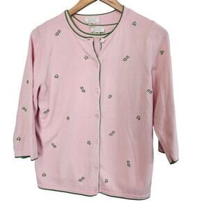 Christopher Banks Frog Cardigan Womens Medium Pink 2 Piece Sweater Y2K Preppy